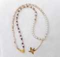 Pearl & Mixed Gemstone Gold Starfish Pendant Necklace