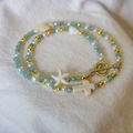 Mint Crystal Cross & Starfish Faith Bracelet Set