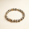 Dalmatian Jasper & Gold Disc Stretch Bracelet