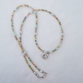 Pastel Cube Bead & Pearl Lariat Necklace